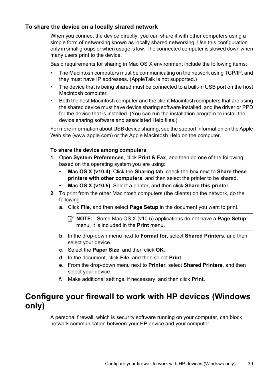 To share the device on a locally shared network | HP Officejet 7000 Wide Format Printer - E809a User Manual | Page 43 / 144