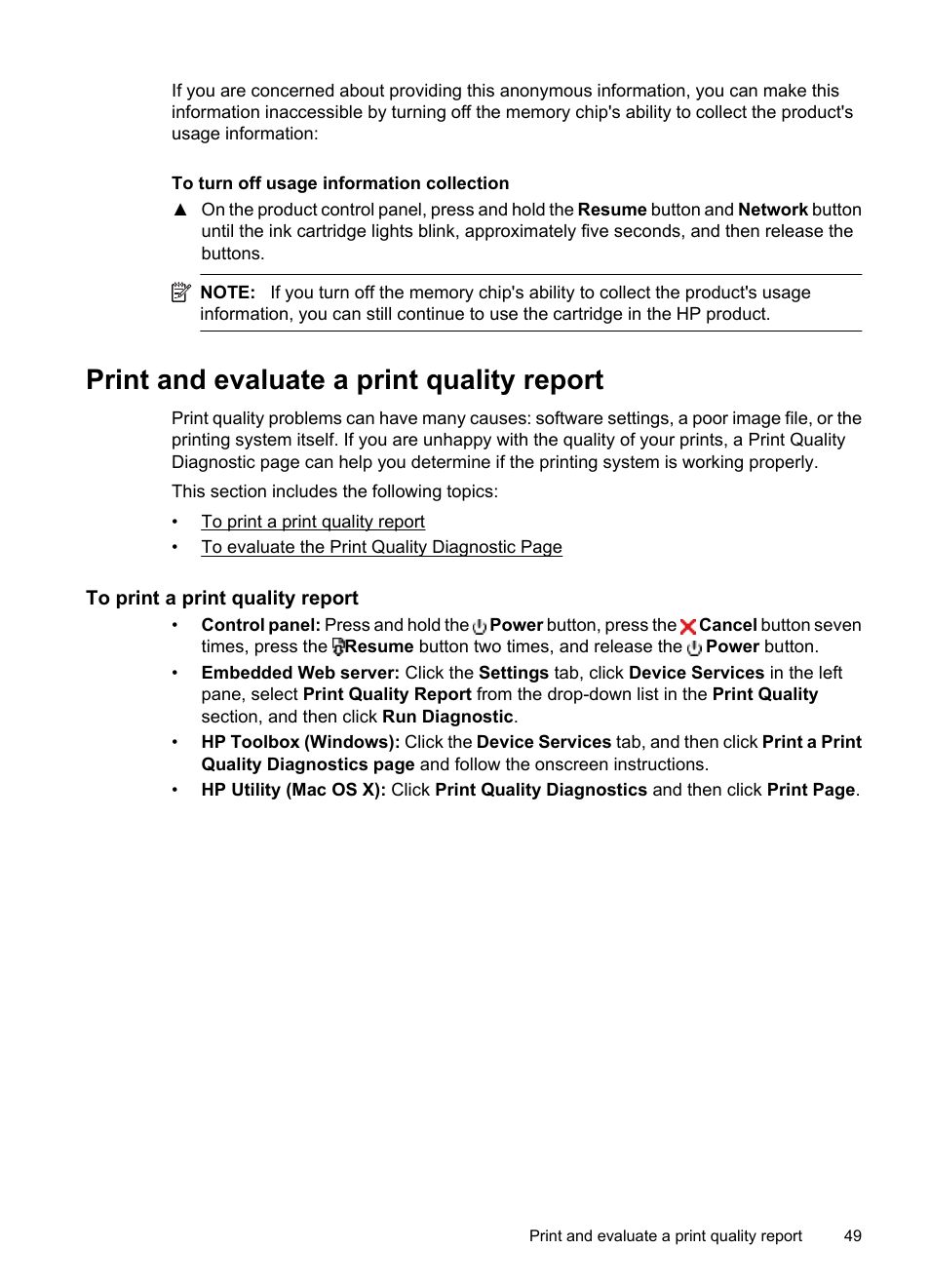 Print and evaluate a print quality report, To print a print quality report, E print and evaluate a print quality report | HP Officejet 7000 Wide Format Printer - E809a User Manual | Page 53 / 144