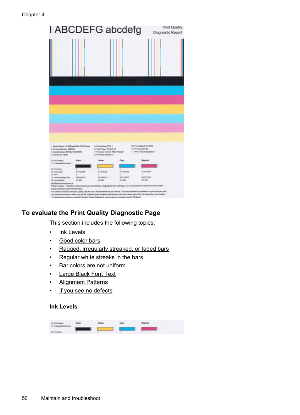 Ink levels | HP Officejet 7000 Wide Format Printer - E809a User Manual | Page 54 / 144