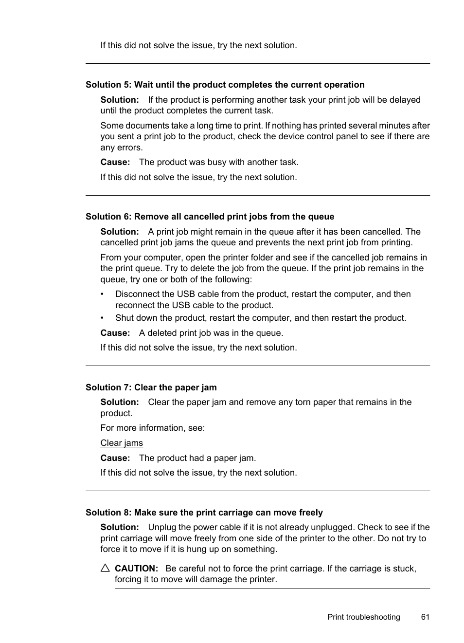 Solution 7: clear the paper jam | HP Officejet 7000 Wide Format Printer - E809a User Manual | Page 65 / 144