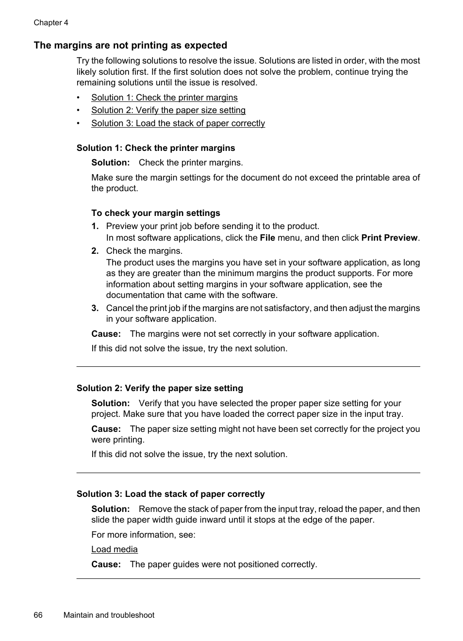 The margins are not printing as expected | HP Officejet 7000 Wide Format Printer - E809a User Manual | Page 70 / 144