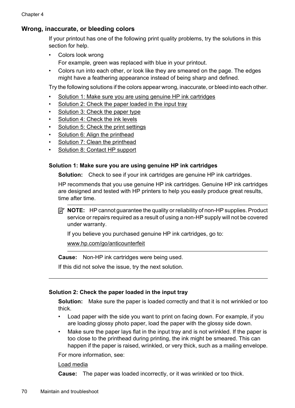 Wrong, inaccurate, or bleeding colors | HP Officejet 7000 Wide Format Printer - E809a User Manual | Page 74 / 144