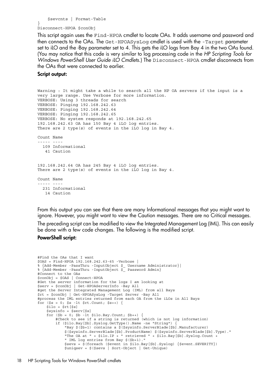 HP Scripting Tools for Windows PowerShell User Manual | Page 18 / 24