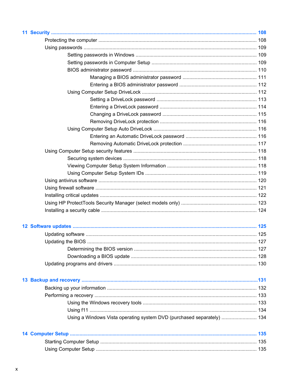 HP EliteBook 2740p Tablet-PC User Manual | Page 10 / 177