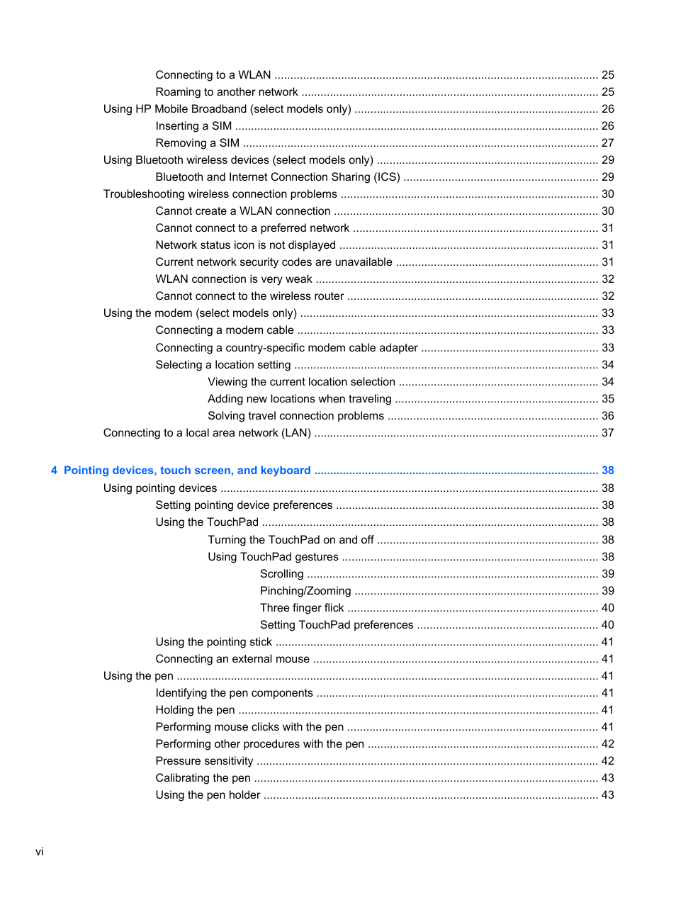 HP EliteBook 2740p Tablet-PC User Manual | Page 6 / 177