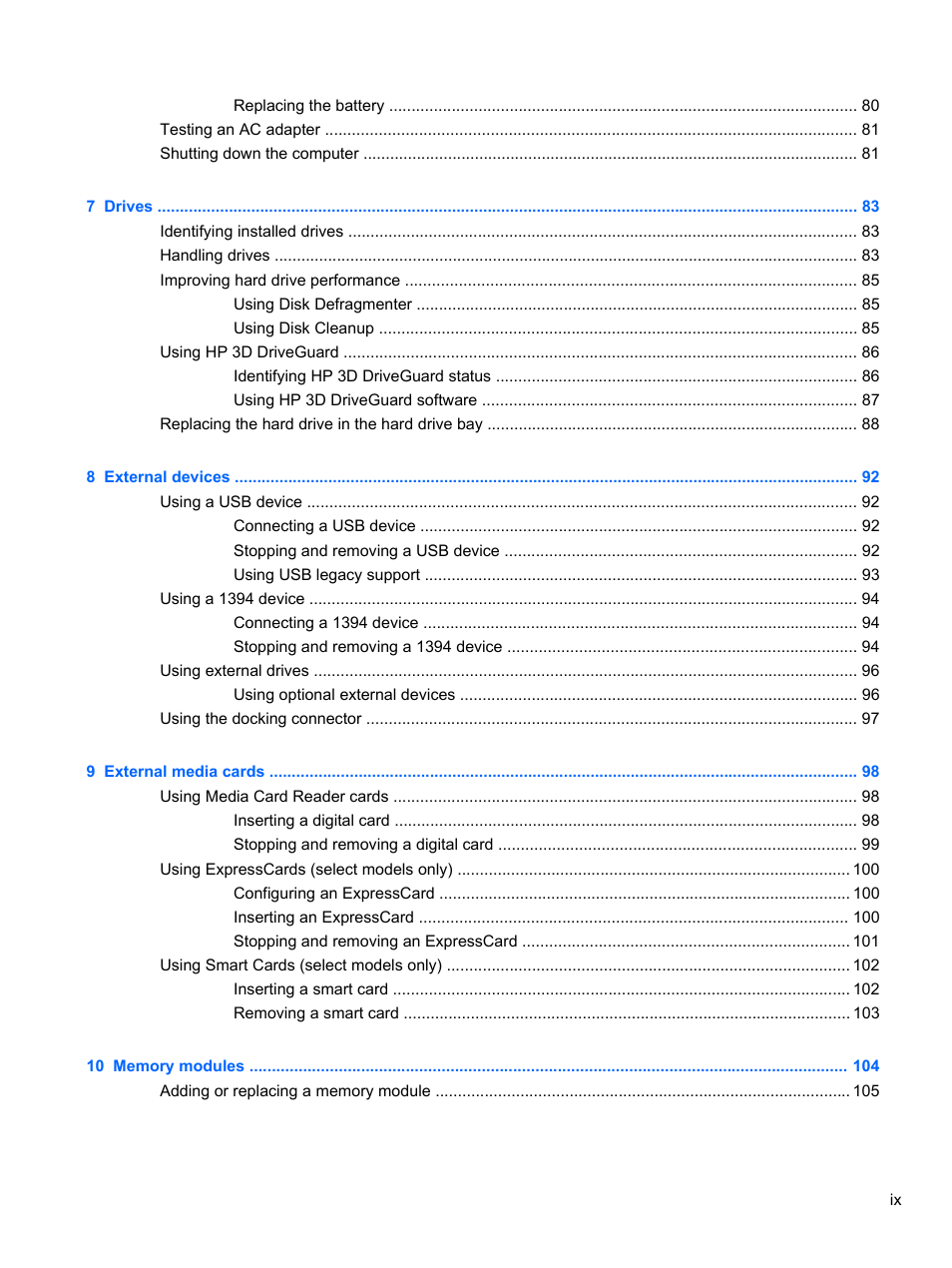 HP EliteBook 2740p Tablet-PC User Manual | Page 9 / 177