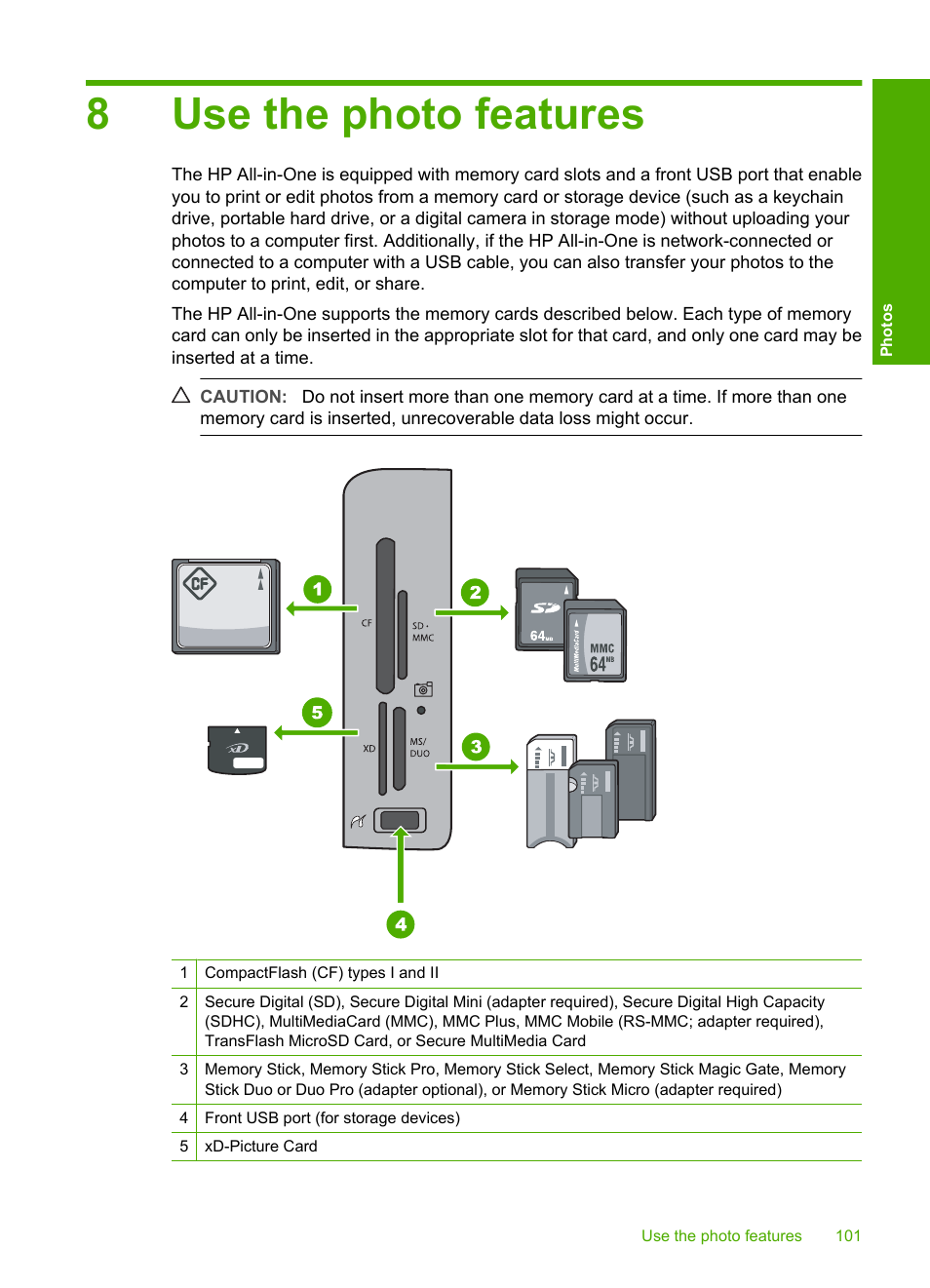 Use the photo features, 8 use the photo features, 8use the photo features | HP Photosmart C7200 Series User Manual | Page 102 / 309