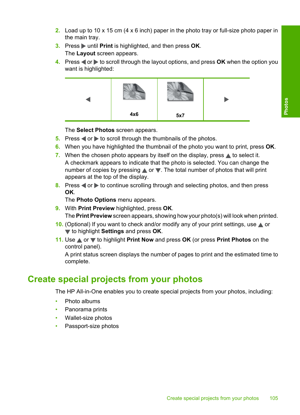 Create special projects from your photos | HP Photosmart C7200 Series User Manual | Page 106 / 309