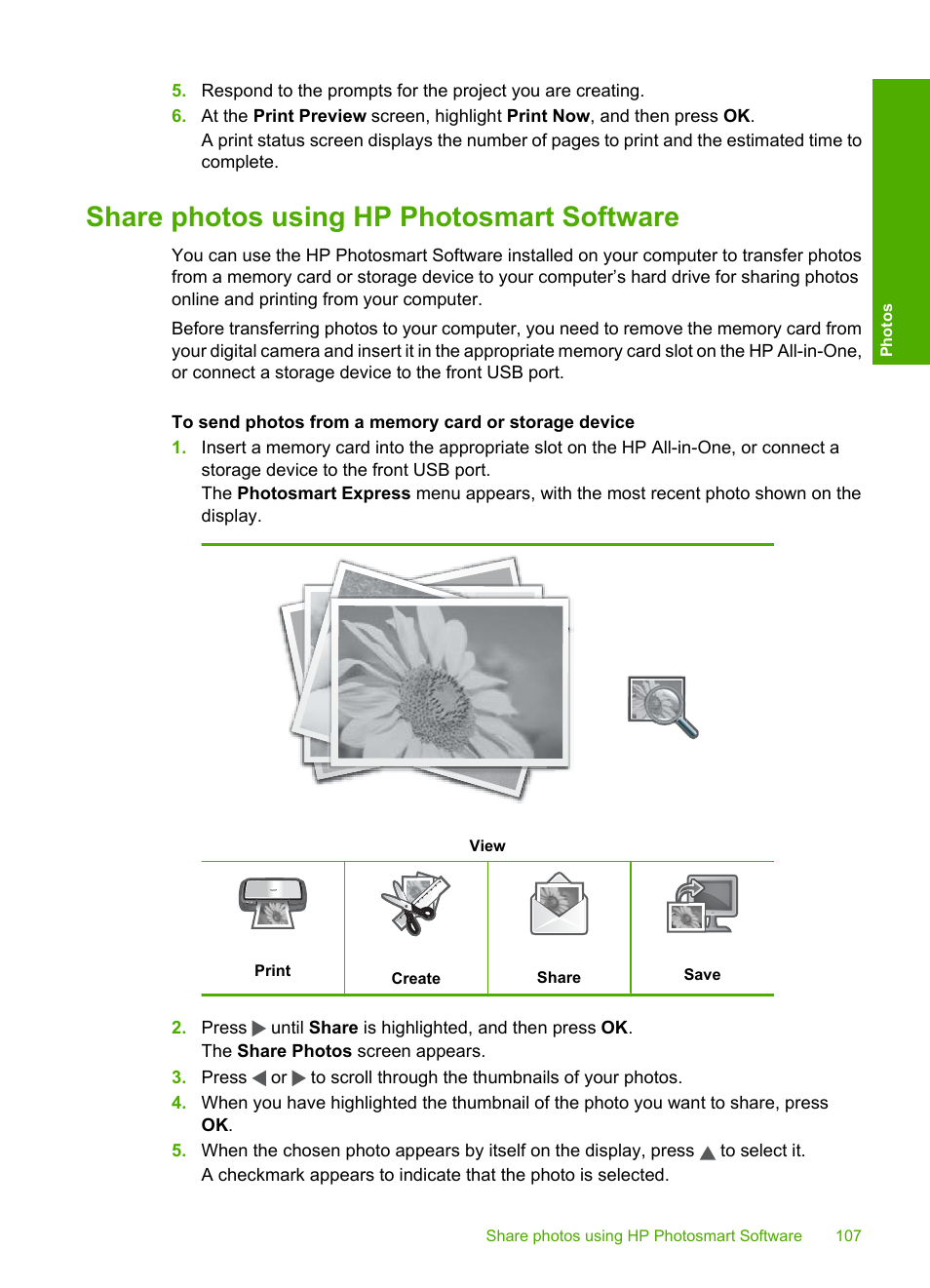 Share photos using hp photosmart software | HP Photosmart C7200 Series User Manual | Page 108 / 309