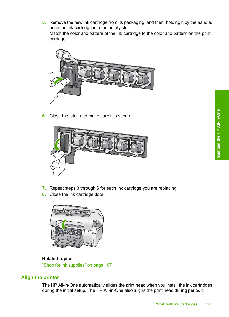 Align the printer | HP Photosmart C7200 Series User Manual | Page 162 / 309