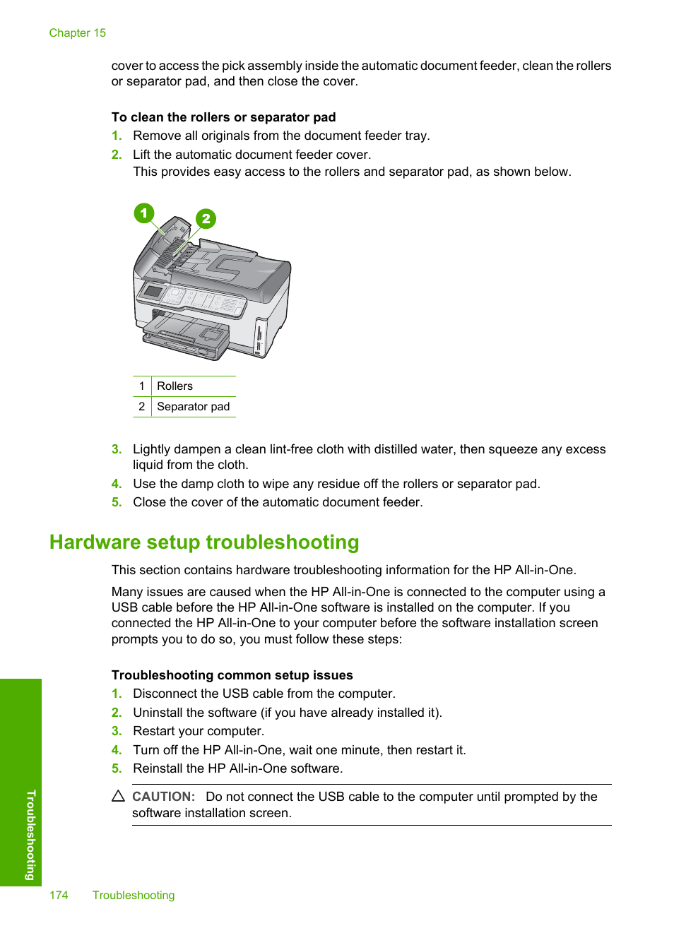 Hardware setup troubleshooting | HP Photosmart C7200 Series User Manual | Page 175 / 309