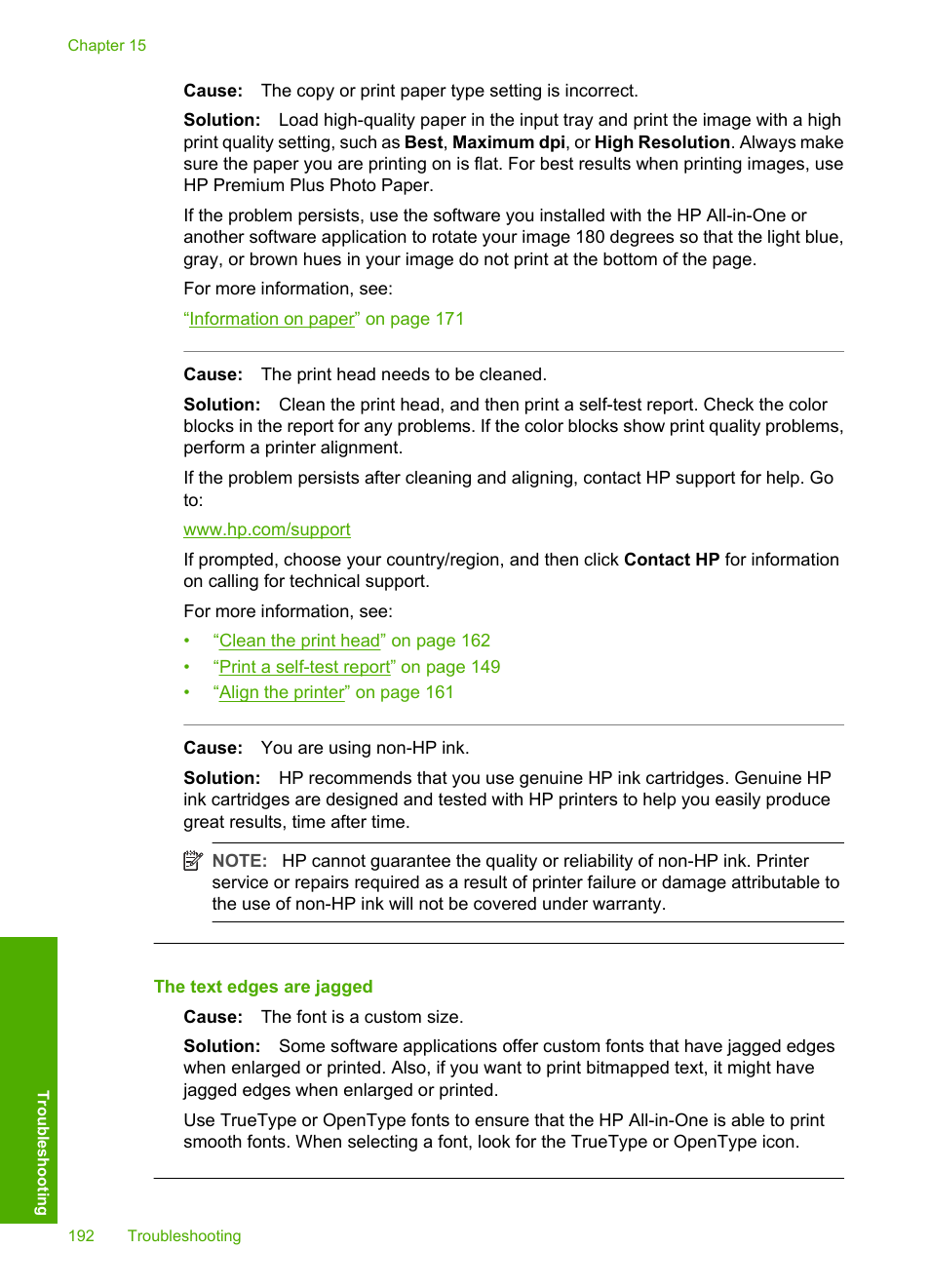 The text edges are jagged | HP Photosmart C7200 Series User Manual | Page 193 / 309