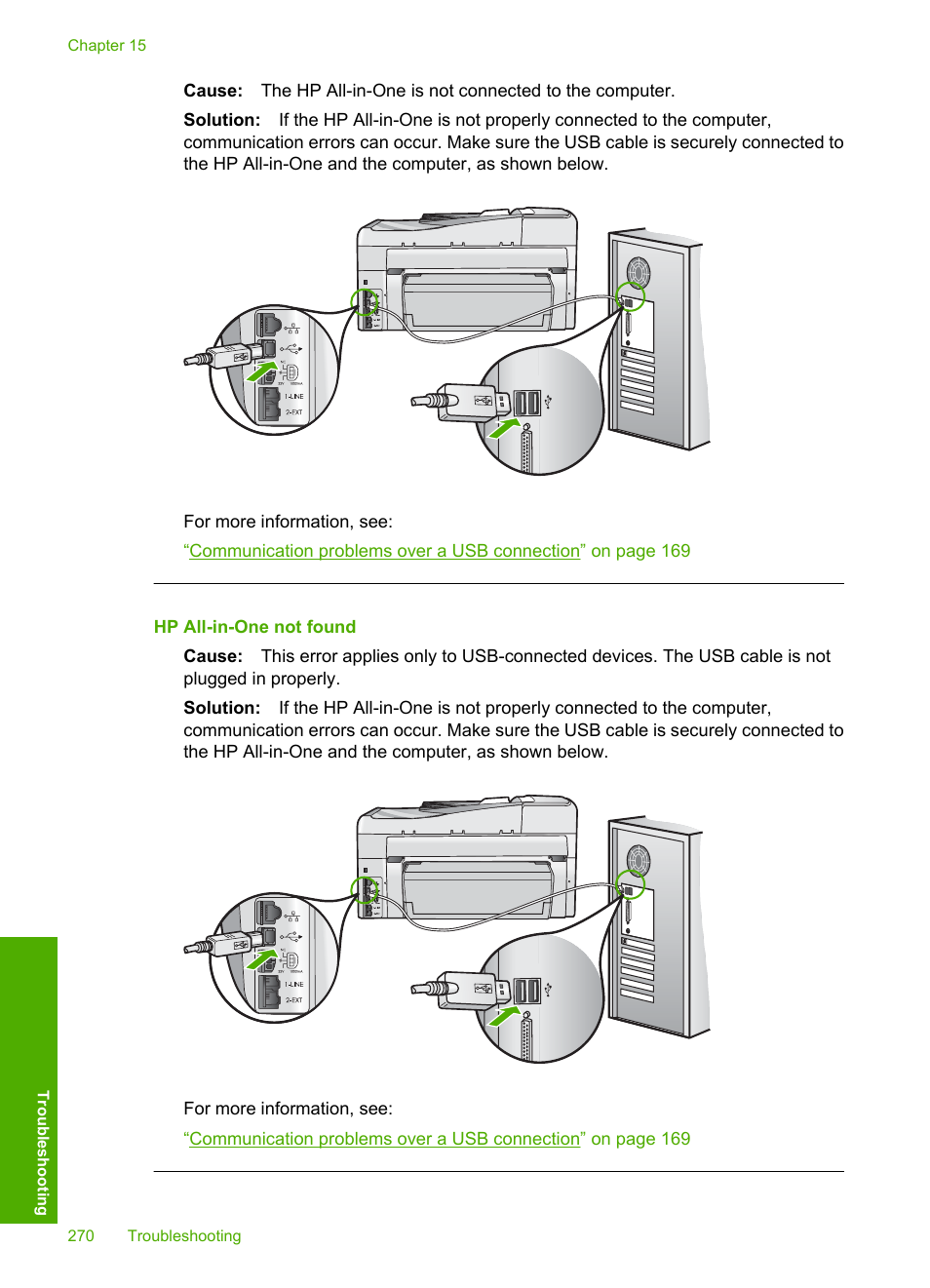 Hp all-in-one not found | HP Photosmart C7200 Series User Manual | Page 271 / 309