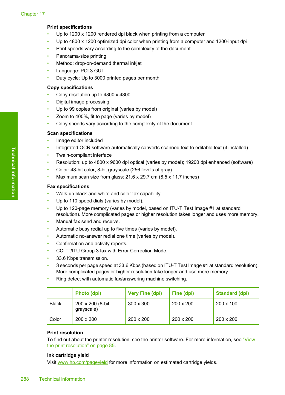 HP Photosmart C7200 Series User Manual | Page 289 / 309