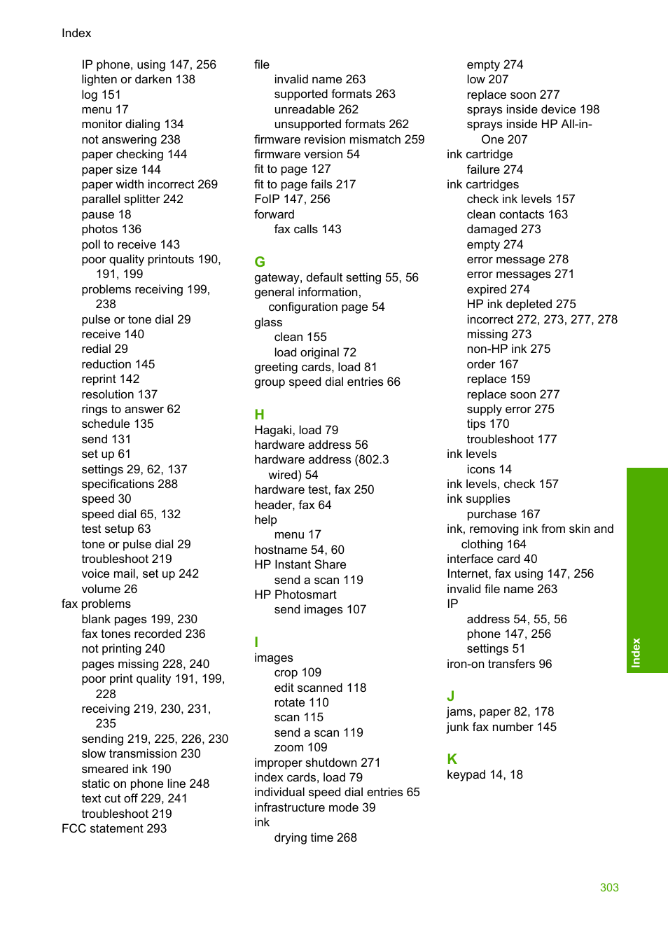 HP Photosmart C7200 Series User Manual | Page 304 / 309