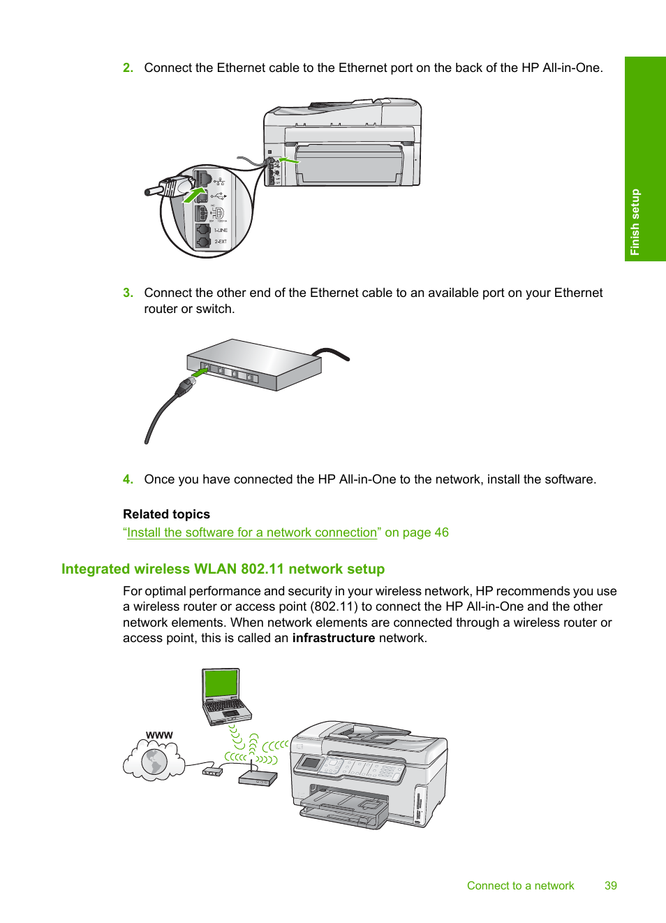 Integrated wireless wlan 802.11 network setup | HP Photosmart C7200 Series User Manual | Page 40 / 309
