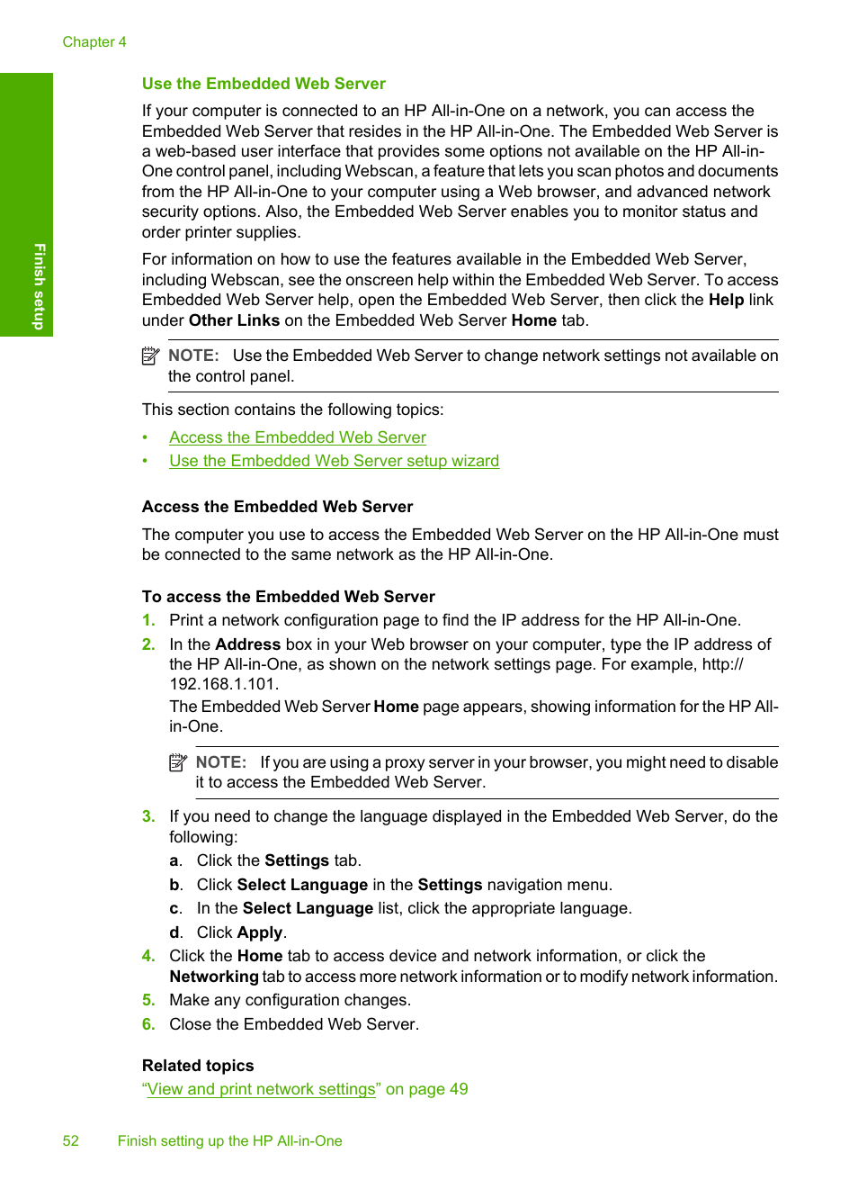 Use the embedded web server | HP Photosmart C7200 Series User Manual | Page 53 / 309
