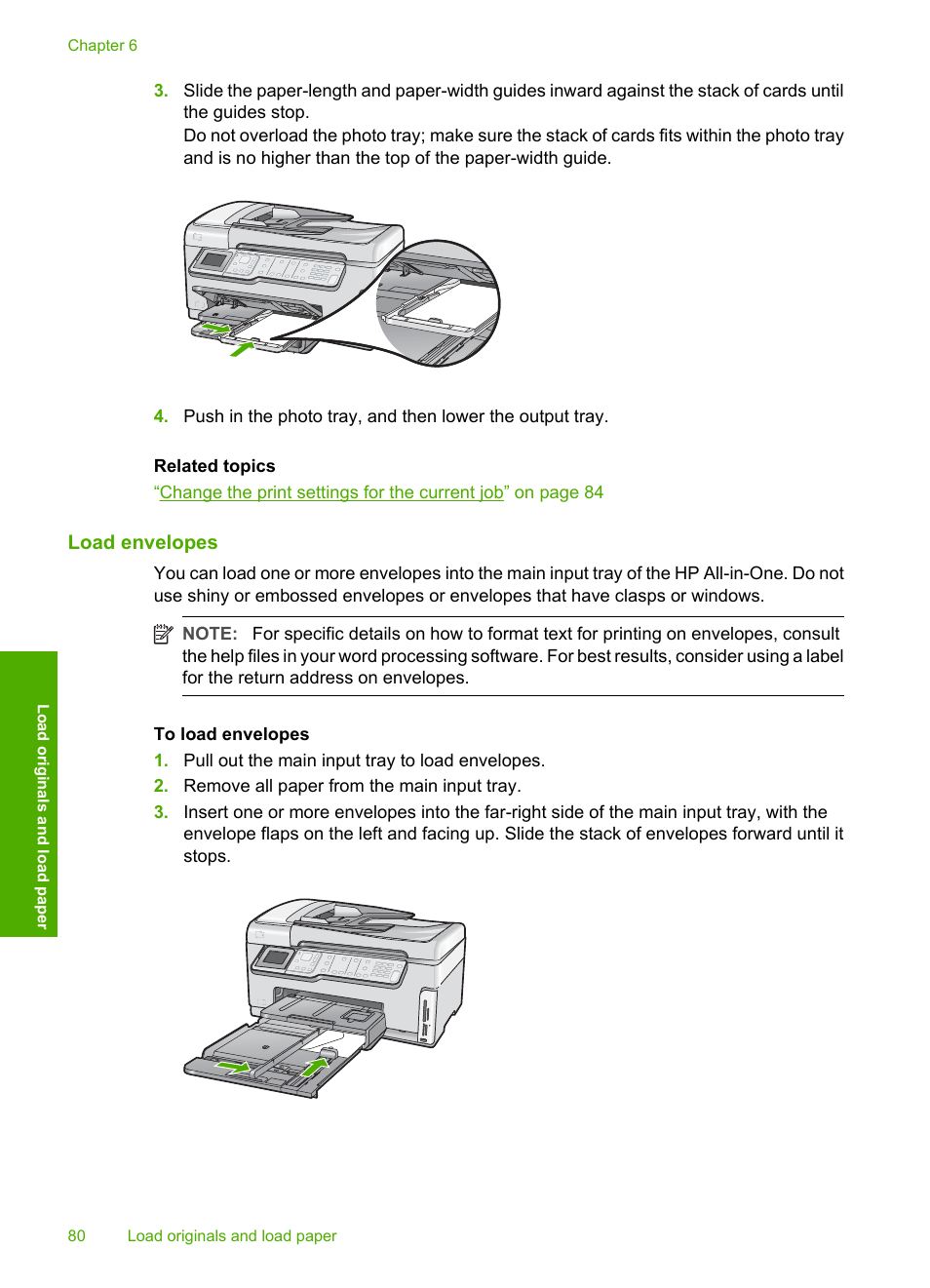 Load envelopes | HP Photosmart C7200 Series User Manual | Page 81 / 309