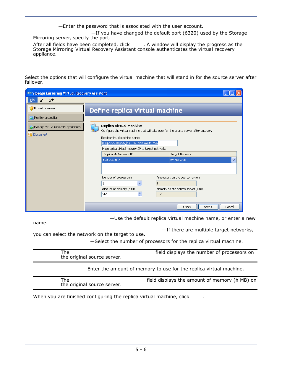 Define replica virtual machine, Define replica virtual machine -6 | HP Storage Mirroring V5.1 Software User Manual | Page 16 / 24