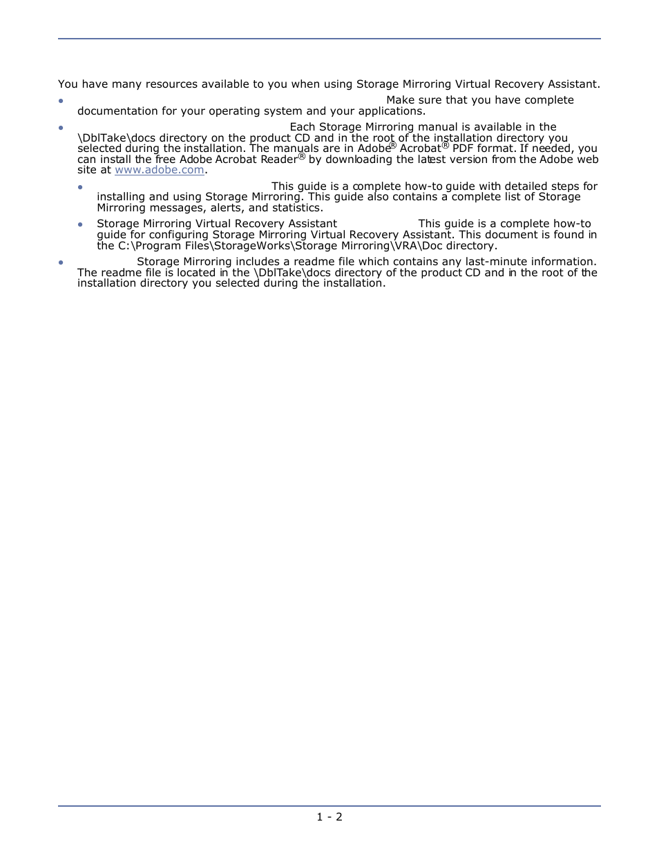 Resources, Resources -2 | HP Storage Mirroring V5.1 Software User Manual | Page 5 / 24