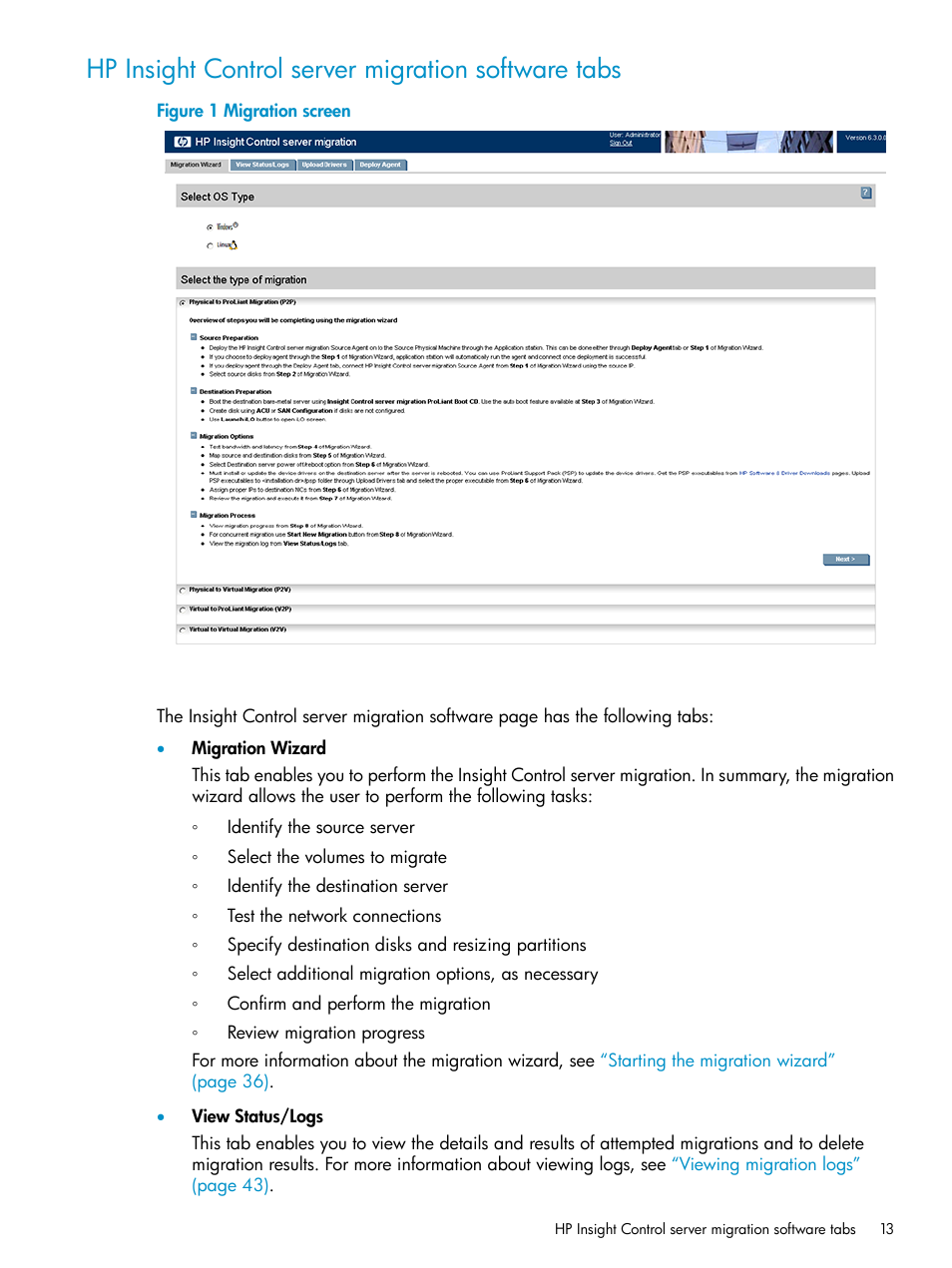 Hp insight control server migration software tabs | HP Insight Control User Manual | Page 13 / 78