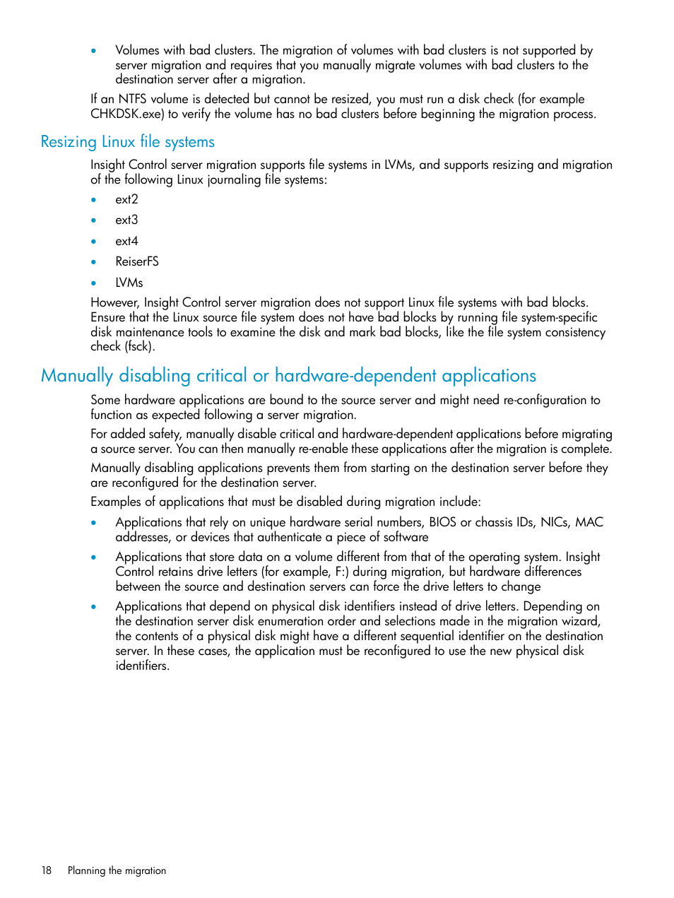 Resizing linux file systems | HP Insight Control User Manual | Page 18 / 78