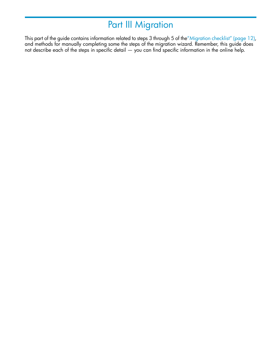 Part iii migration, Iii migration | HP Insight Control User Manual | Page 21 / 78