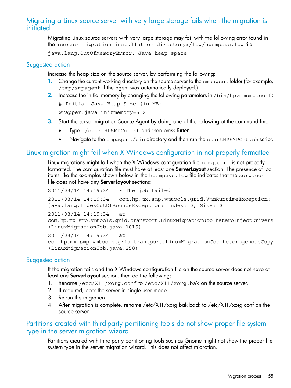 Suggested action | HP Insight Control User Manual | Page 55 / 78