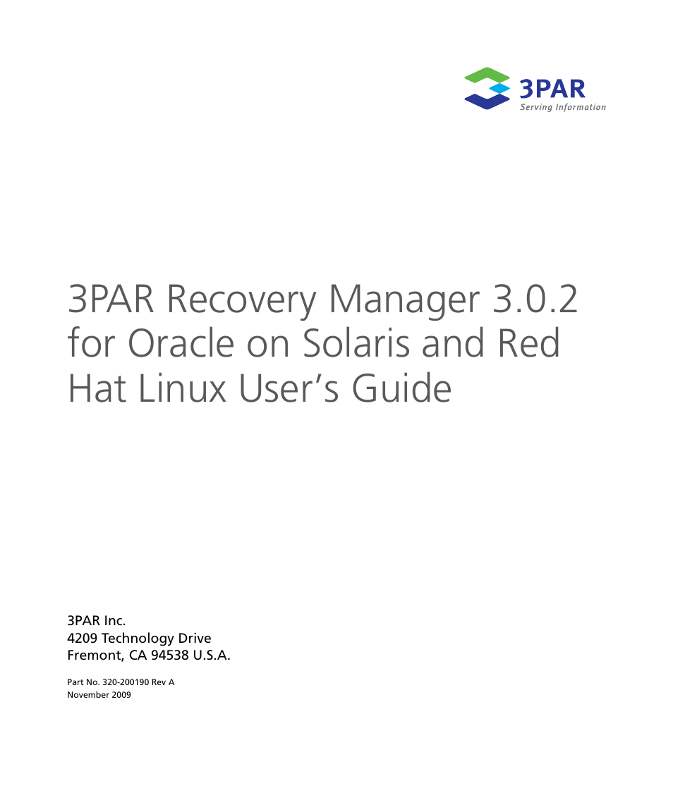 HP 3PAR Application Software Suite for Oracle User Manual | 184 pages