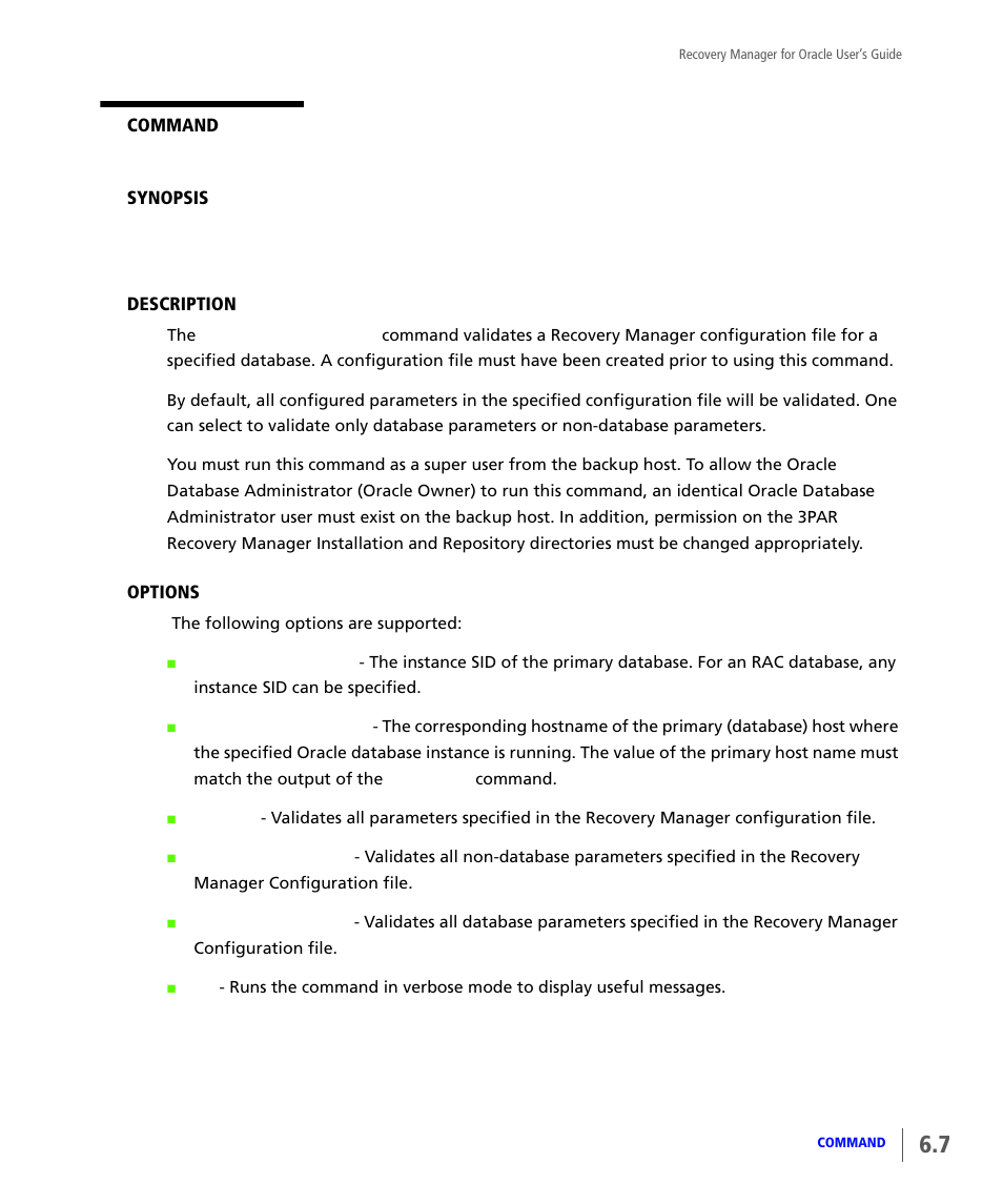 Vcdba_checkconfig | HP 3PAR Application Software Suite for Oracle User Manual | Page 115 / 184