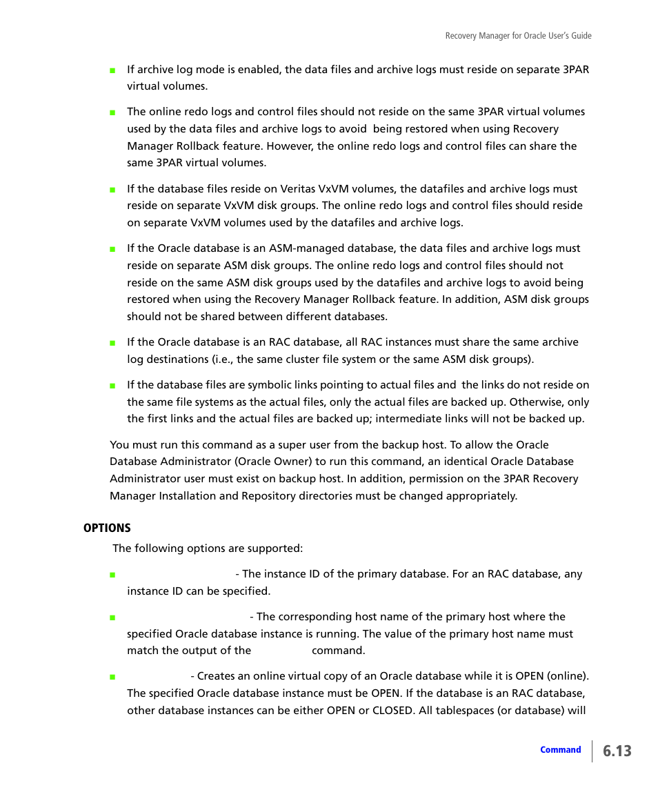 HP 3PAR Application Software Suite for Oracle User Manual | Page 121 / 184