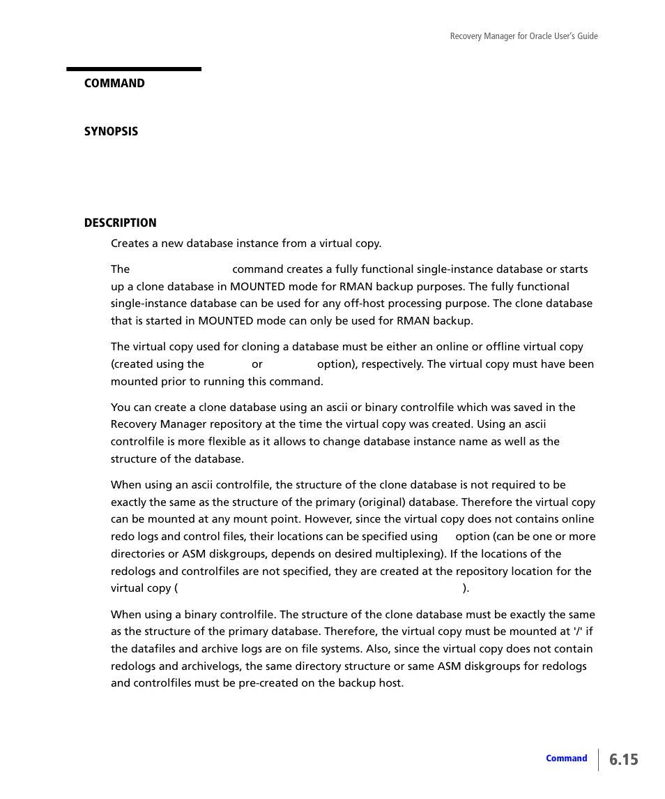 Vcdba_createdb | HP 3PAR Application Software Suite for Oracle User Manual | Page 123 / 184