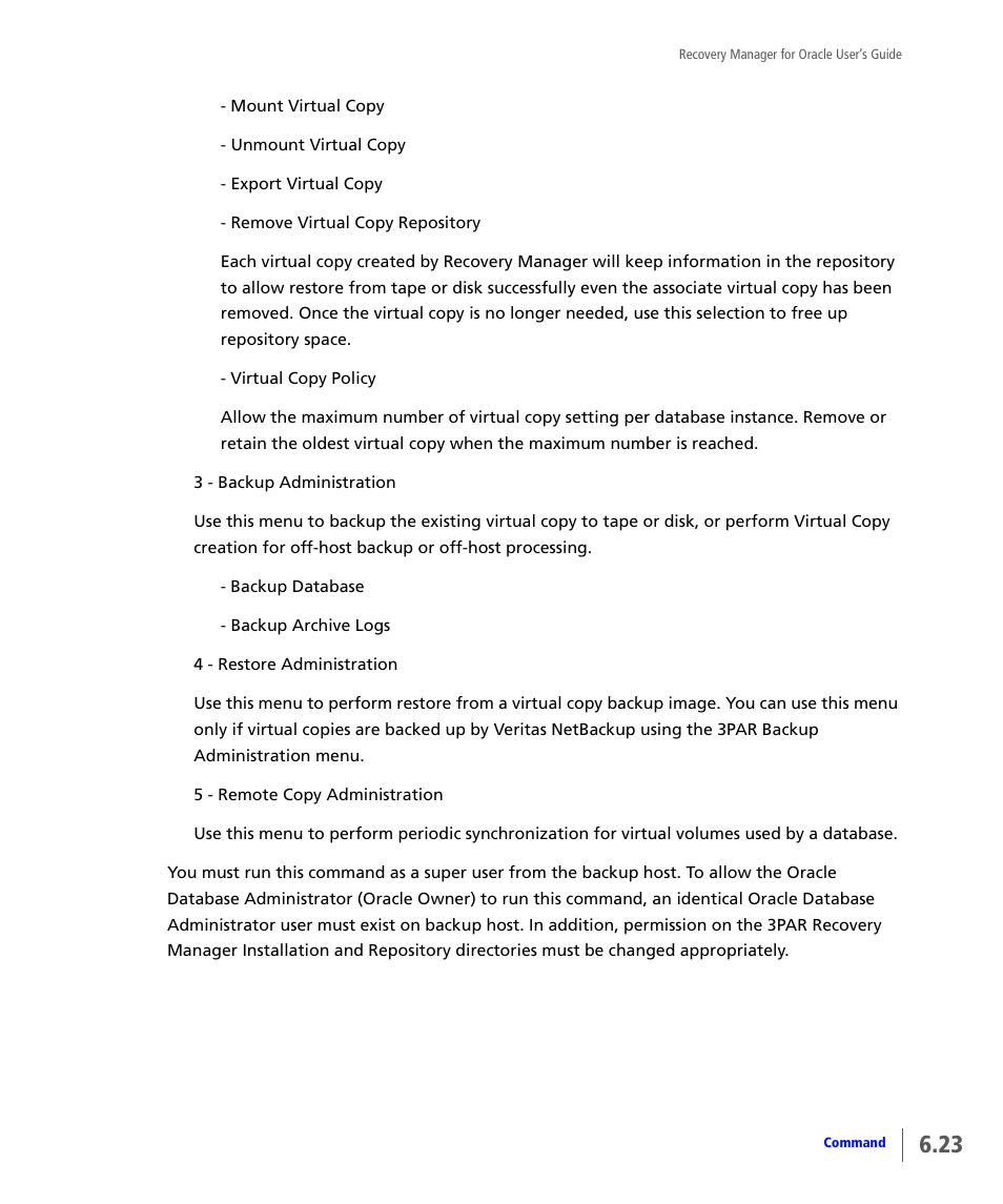 HP 3PAR Application Software Suite for Oracle User Manual | Page 131 / 184