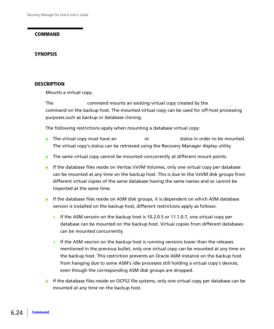 Vcdba_mount | HP 3PAR Application Software Suite for Oracle User Manual | Page 132 / 184