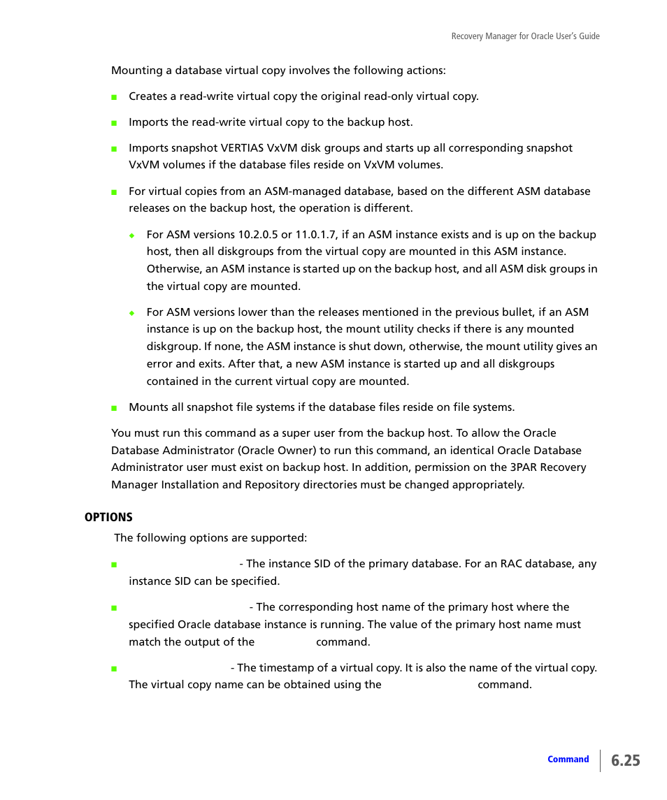 HP 3PAR Application Software Suite for Oracle User Manual | Page 133 / 184