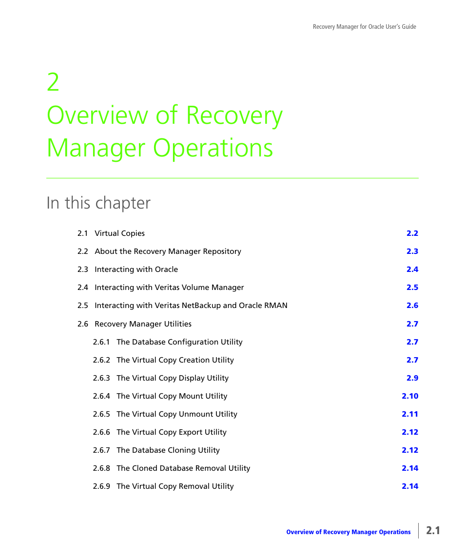 Overview of recovery manager operations, Chapter 2, overview of recovery manager operations, 2 overview of recovery manager operations | HP 3PAR Application Software Suite for Oracle User Manual | Page 17 / 184