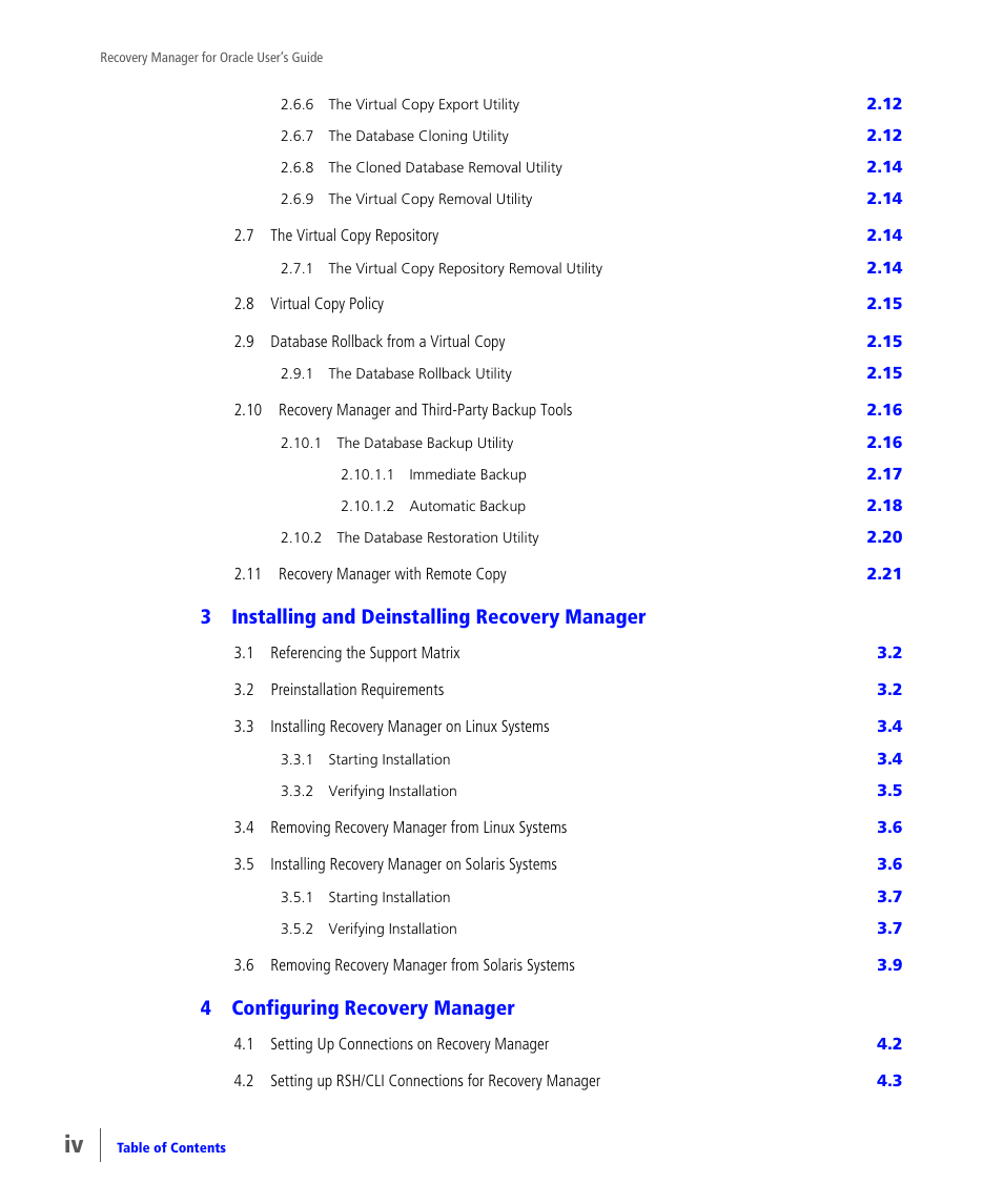 3installing and deinstalling recovery manager, 4configuring recovery manager | HP 3PAR Application Software Suite for Oracle User Manual | Page 4 / 184