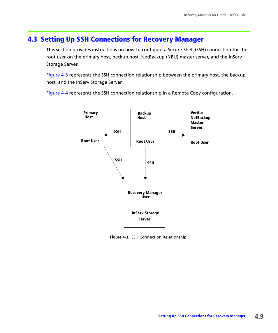 3 setting up ssh connections for recovery manager, Setting up ssh connections for recovery manager | HP 3PAR Application Software Suite for Oracle User Manual | Page 57 / 184