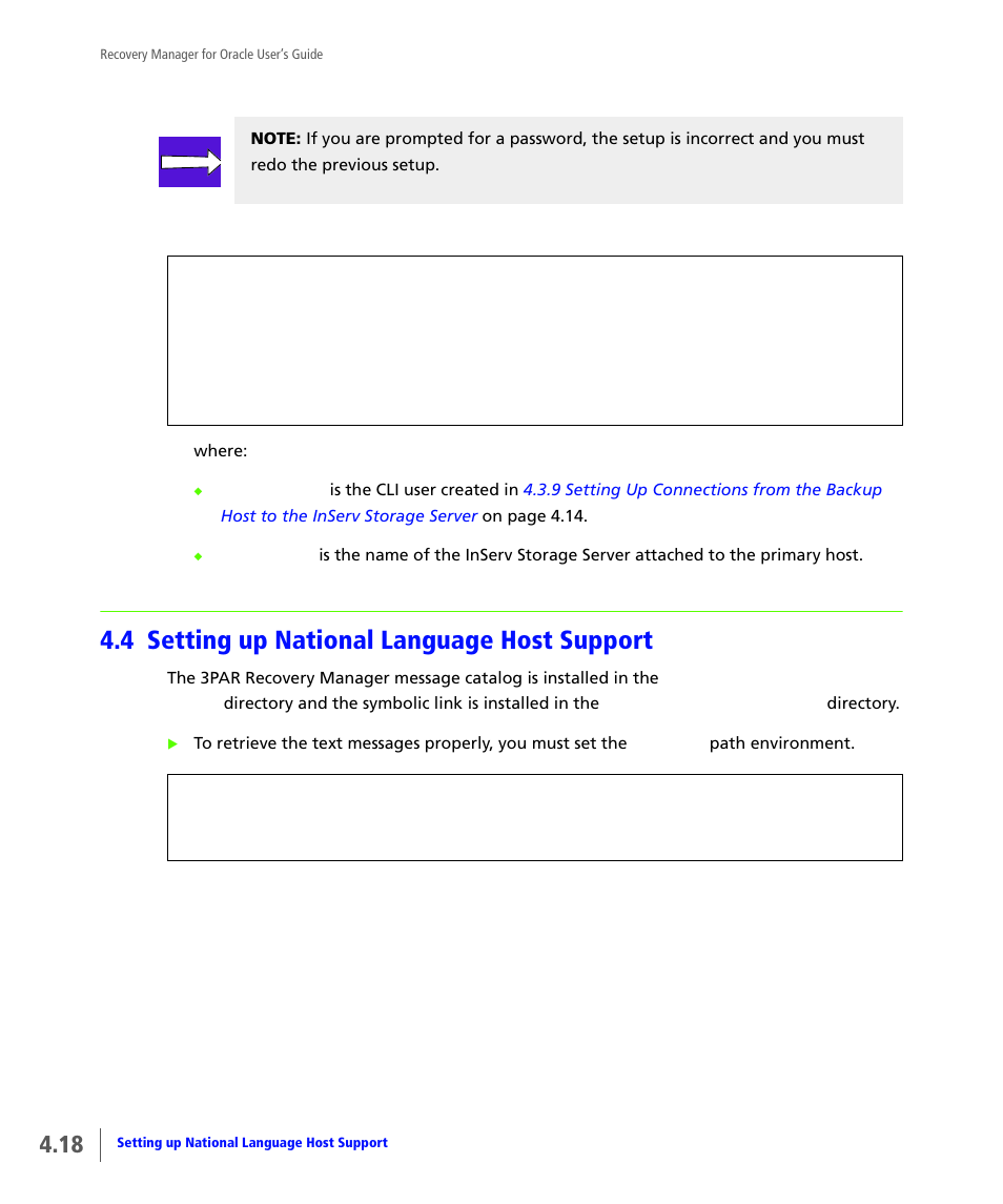 4 setting up national language host support, Setting up national language host support | HP 3PAR Application Software Suite for Oracle User Manual | Page 66 / 184