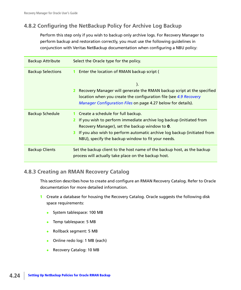 3 creating an rman recovery catalog, Creating an rman recovery catalog, 3 creating an | Rman recovery catalog | HP 3PAR Application Software Suite for Oracle User Manual | Page 72 / 184