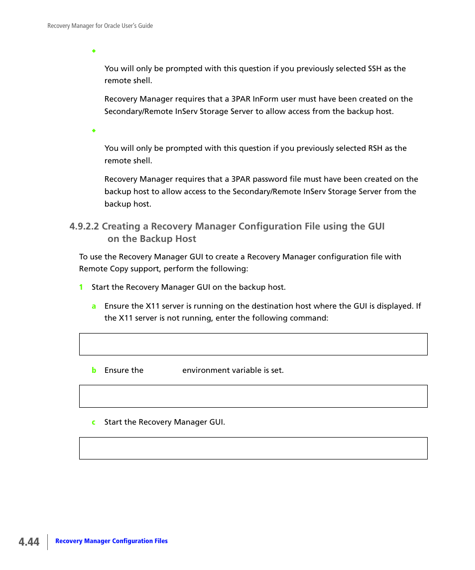 On the backup host | HP 3PAR Application Software Suite for Oracle User Manual | Page 92 / 184