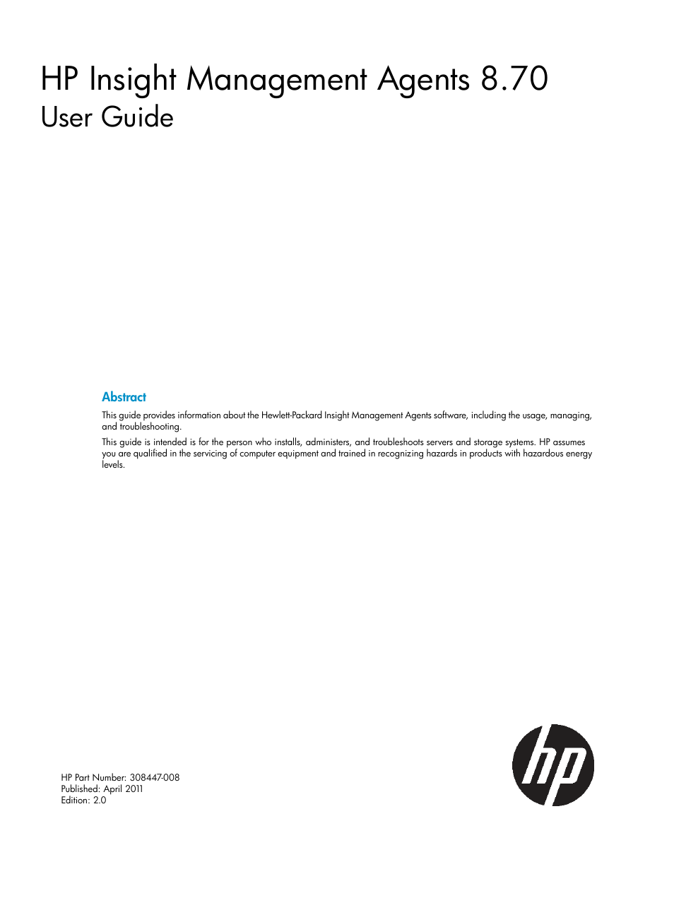 HP Insight Management Agents User Manual | 161 pages