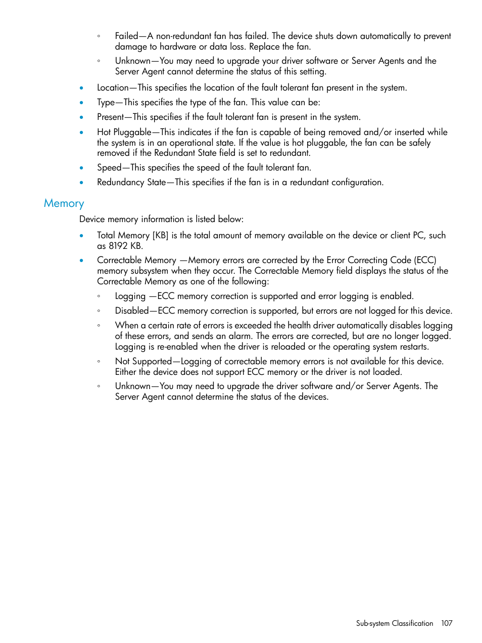 Memory | HP Insight Management Agents User Manual | Page 107 / 161