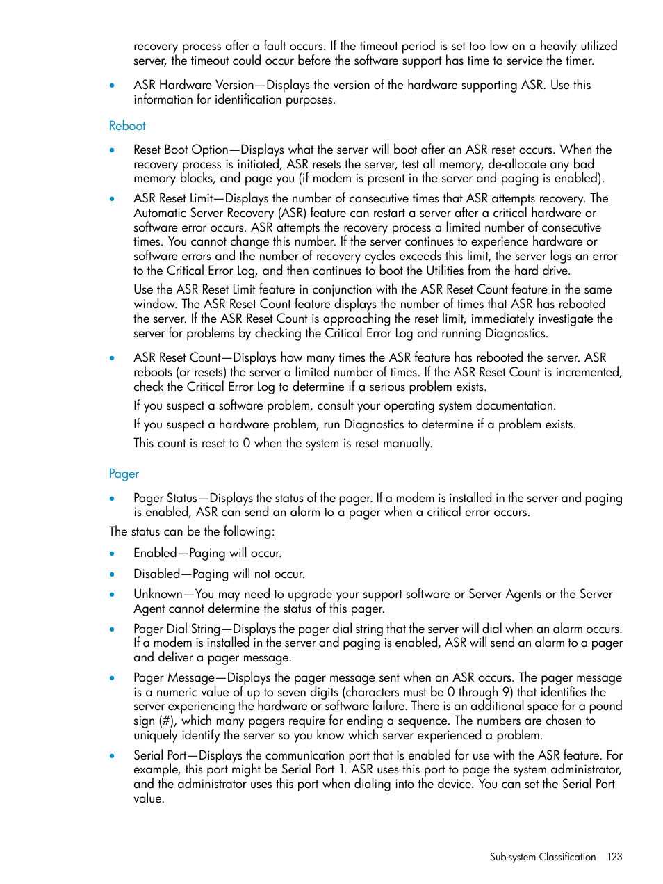 Reboot | HP Insight Management Agents User Manual | Page 123 / 161