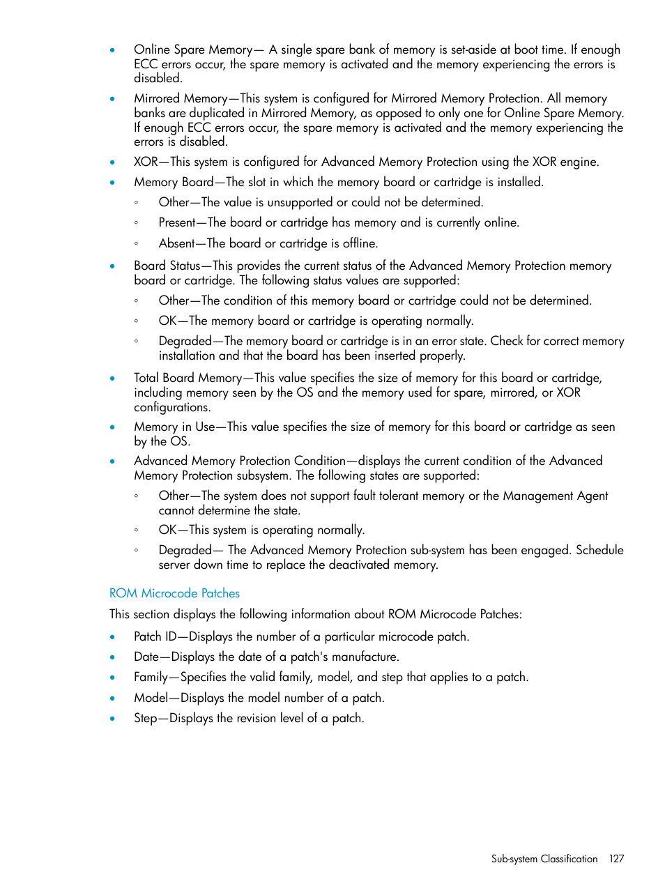 Rom microcode patches | HP Insight Management Agents User Manual | Page 127 / 161