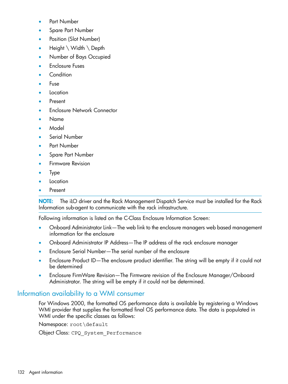 Information availability to a wmi consumer | HP Insight Management Agents User Manual | Page 132 / 161