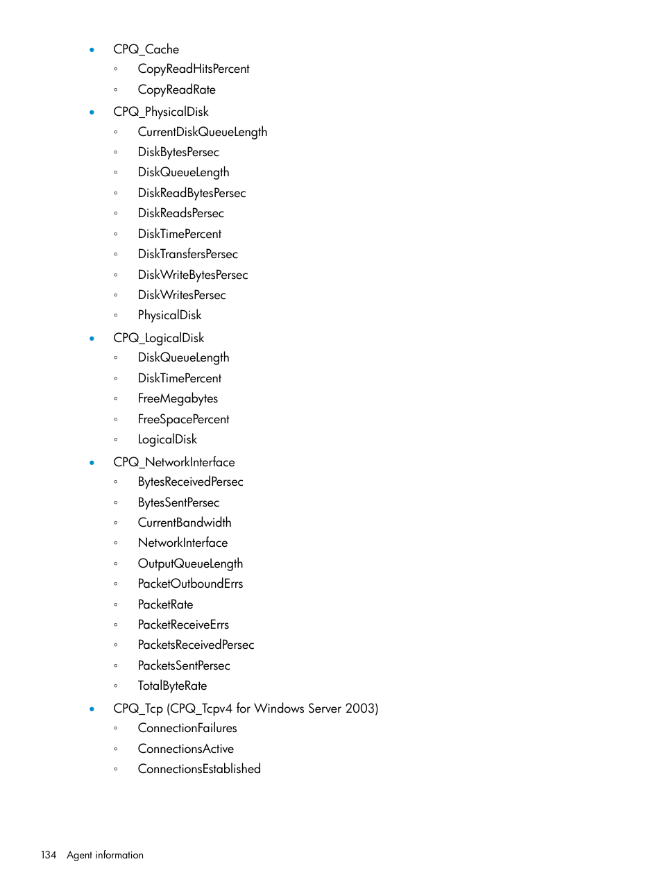 HP Insight Management Agents User Manual | Page 134 / 161