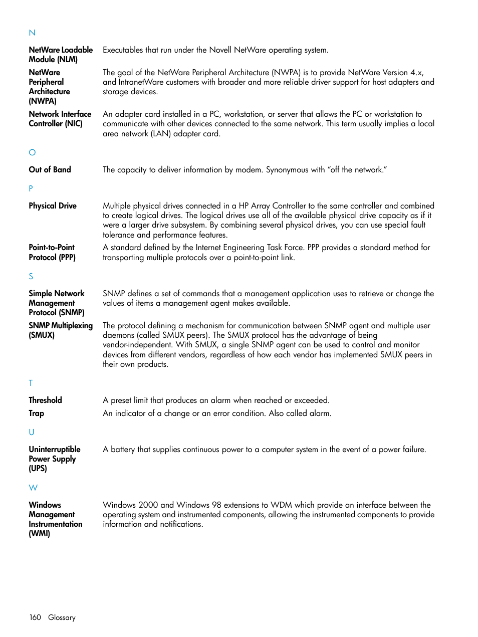 HP Insight Management Agents User Manual | Page 160 / 161