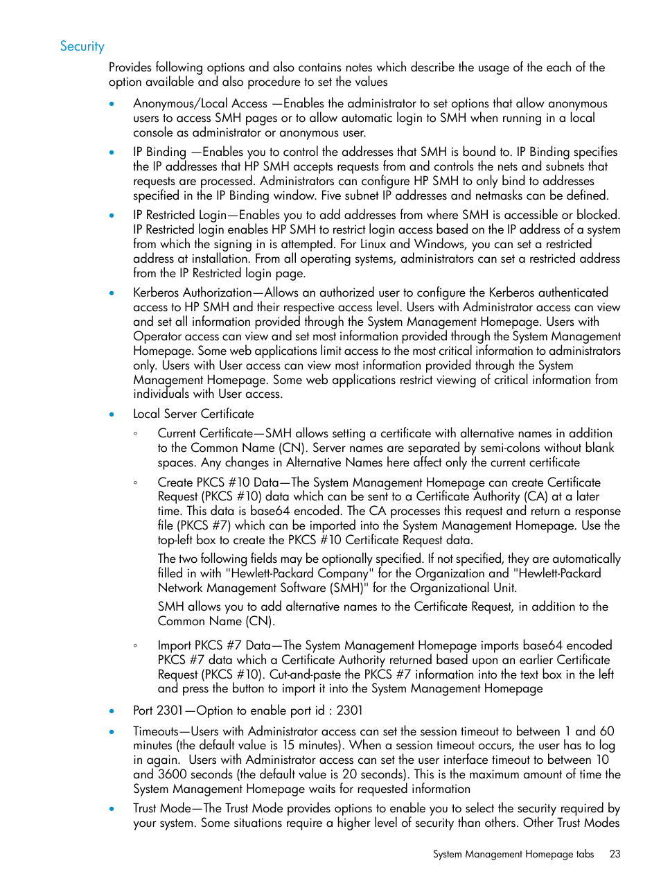 Security | HP Insight Management Agents User Manual | Page 23 / 161