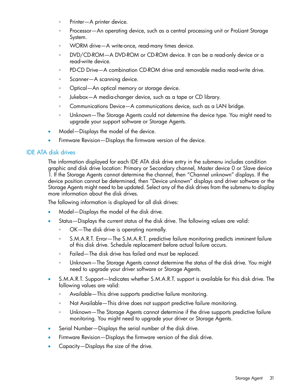 Ide ata disk drives | HP Insight Management Agents User Manual | Page 31 / 161